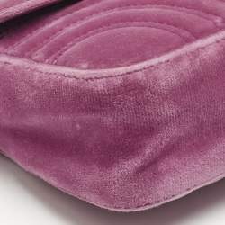 Gucci Pink Matelassé Velvet Mini GG Marmont Shoulder Bag