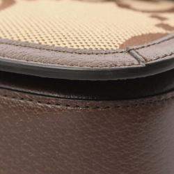 Gucci Bamboo 1947 Beige Brown Jumbo GG Canvas Leather Shoulder Bag