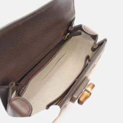 Gucci Bamboo 1947 Beige Brown Jumbo GG Canvas Leather Shoulder Bag