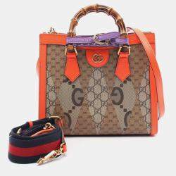 Gucci Diana Small Beige Red GG Supreme Canvas and Leather Tote Bag