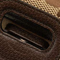 Gucci Bamboo Beige Brown Jumbo Canvas Leather Shoulder Bag