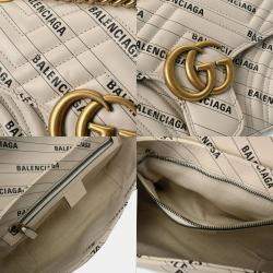 Gucci Gg Marmont Balenciaga Collaboration Small Shoulder Bag Ivory Leather Bag
