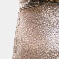 Gucci Bamboo 1947 Beige Canvas and Leather Handbag
