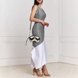 Gucci Black/White Matelassé Leather Mini GG Marmont Camera Crossbody Bag