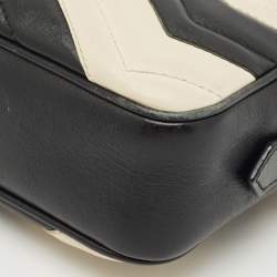 Gucci Black/White Matelassé Leather Mini GG Marmont Camera Crossbody Bag