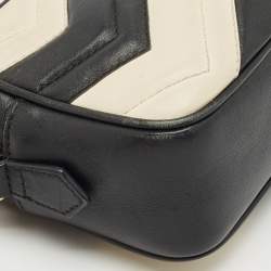 Gucci Black/White Matelassé Leather Mini GG Marmont Camera Crossbody Bag