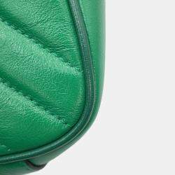 Gucci Gg Marmont Chain shoulder Bag Green Leather