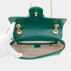 Gucci Gg Marmont Chain shoulder Bag Green Leather