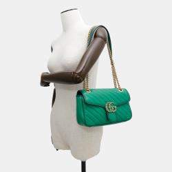 Gucci Gg Marmont Chain shoulder Bag Green Leather