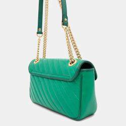 Gucci Gg Marmont Chain shoulder Bag Green Leather