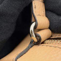 Gucci Soho Interlocking G Shoulder Bag Beige Leather