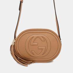 Gucci Soho Interlocking G Shoulder Bag Beige Leather