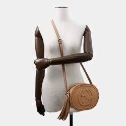 Gucci Soho Interlocking G Shoulder Bag Beige Leather