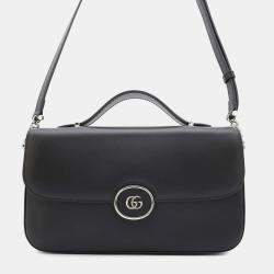 Gucci Petite Gg 2Wayshoulder Bag Black Calf Leather Size Small