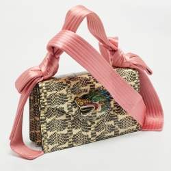 Gucci Cream/Pink Python Naga Dragon Shoulder Bag