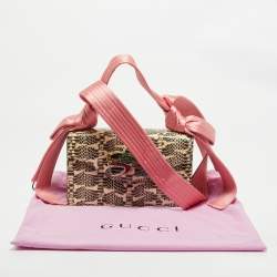 Gucci Cream/Pink Python Naga Dragon Shoulder Bag