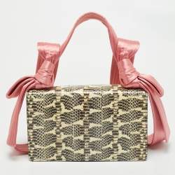 Gucci Cream/Pink Python Naga Dragon Shoulder Bag