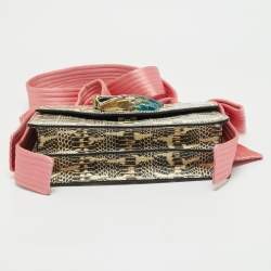 Gucci Cream/Pink Python Naga Dragon Shoulder Bag