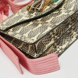 Gucci Cream/Pink Python Naga Dragon Shoulder Bag