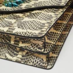 Gucci Cream/Pink Python Naga Dragon Shoulder Bag
