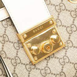 Gucci Beige/White Small GG Supreme Padlock Tote