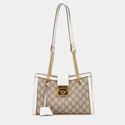 Gucci Beige/White Small GG Supreme Padlock Tote