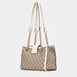 Gucci Beige/White Small GG Supreme Padlock Tote