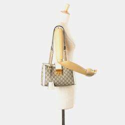 Gucci Beige/White Small GG Supreme Padlock Tote