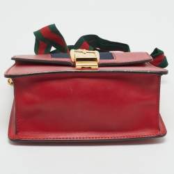 Gucci Red Leather Mini Web Chain Sylvie Shoulder Bag