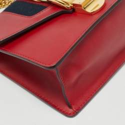 Gucci Red Leather Mini Web Chain Sylvie Shoulder Bag