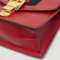 Gucci Red Leather Mini Web Chain Sylvie Shoulder Bag