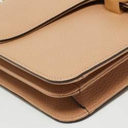 Gucci Beige Leather Dollar Interlocking G Shoulder Bag