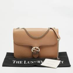 Gucci Beige Leather Dollar Interlocking G Shoulder Bag