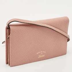 Gucci Pink Leather Swing Wallet on Strap