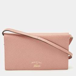 Gucci Pink Leather Swing Wallet on Strap