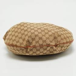 Gucci Brown/Beige Canvas and Leather Buckle Hobo