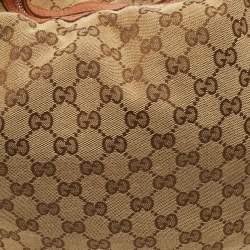 Gucci Brown/Beige Canvas and Leather Buckle Hobo