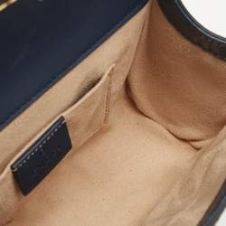 Gucci Navy Blue Guccissima Leather Small Padlock Shoulder Bag