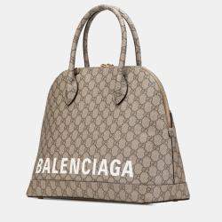Gucci Brown Balenciaga The Hacker Project Medium GG Supreme Ville Satchel