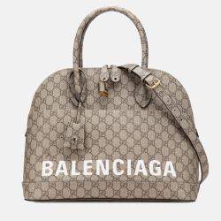 Gucci Brown Balenciaga The Hacker Project Medium GG Supreme Ville Satchel