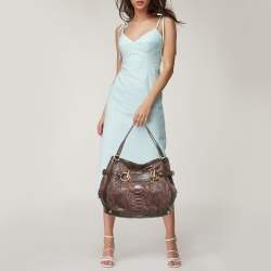 Gucci Brown Python Horsebit Jockey Tote