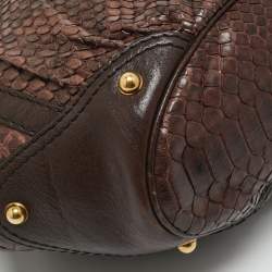 Gucci Brown Python Horsebit Jockey Tote