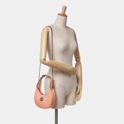 Gucci Pink Mini Matelasse Leather GG Marmont Half Moon Hobo