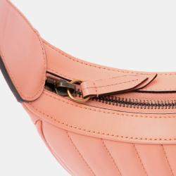 Gucci Pink Mini Matelasse Leather GG Marmont Half Moon Hobo