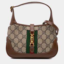 Gucci Brown Mini GG Supreme Jackie 1961 Crossbody Shoulder Bag
