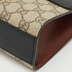 Gucci Beige/Black GG Supreme Canvas and Leather Small Padlock Shoulder Bag