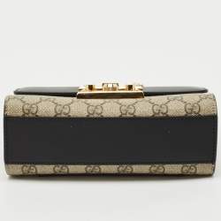 Gucci Beige/Black GG Supreme Canvas and Leather Small Padlock Shoulder Bag