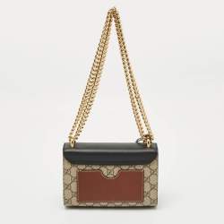 Gucci Beige/Black GG Supreme Canvas and Leather Small Padlock Shoulder Bag