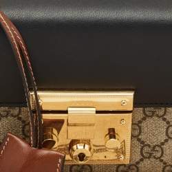 Gucci Beige/Black GG Supreme Canvas and Leather Small Padlock Shoulder Bag