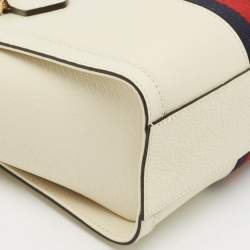 Gucci White Leather Vintage Web Ophidia Small Tote